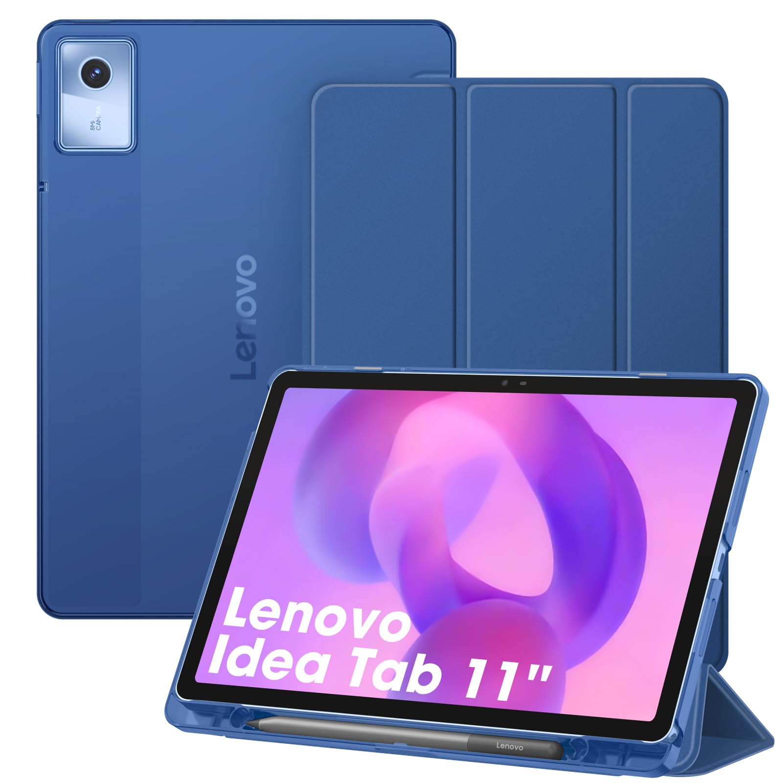 Fintie Hülle für Lenovo Idea Tab 11 Zoll 2025 (TB-336ZU/ TB-336FU) | Ultradünn Schutzhülle mit Translucent Rückseite Cover mit Auto Schlaf/Wach Funktion,Navy
