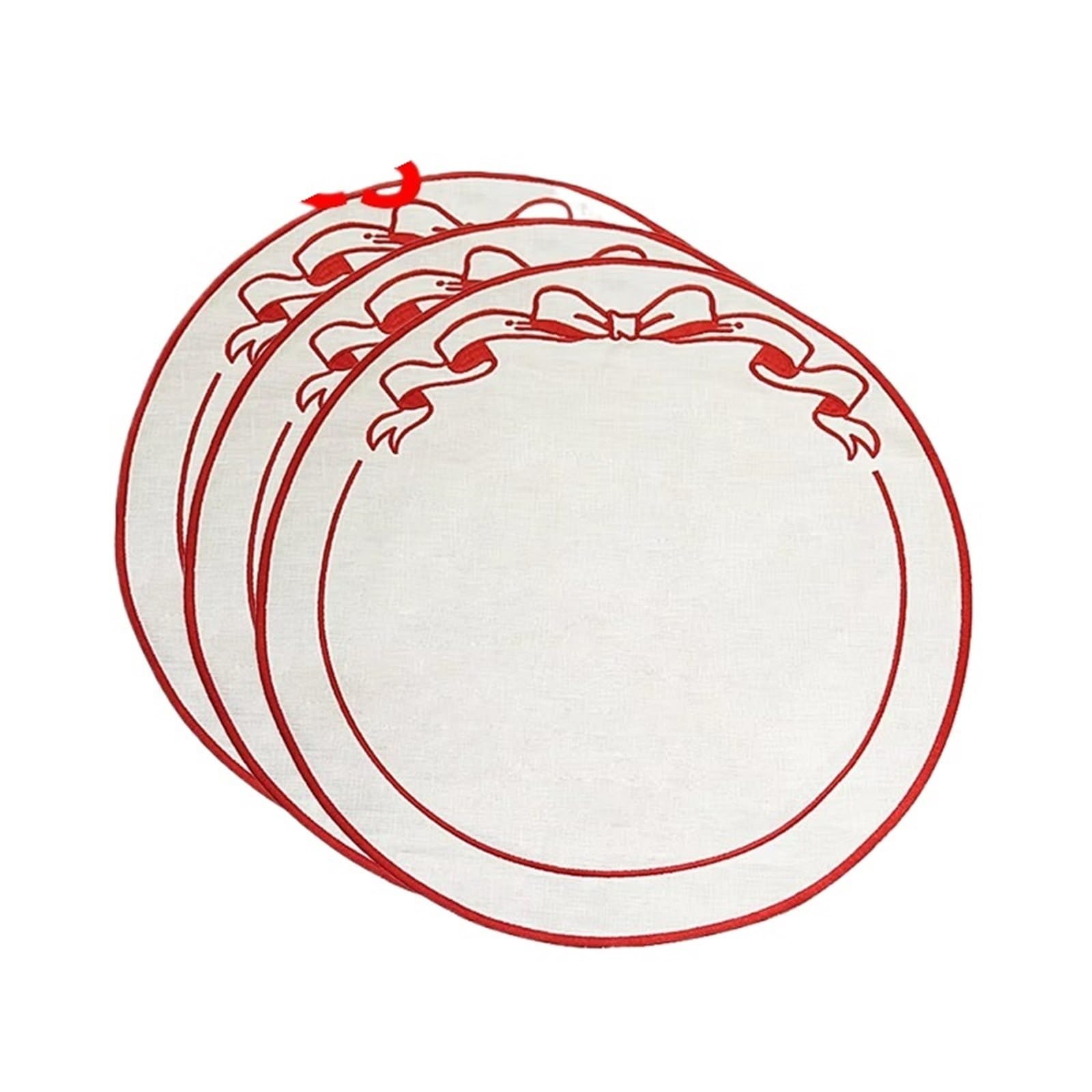Place Mats for Table Embroidered Square Placemat Decoration Set, Insulated Washable Specialty(Rotundity 6pcs)