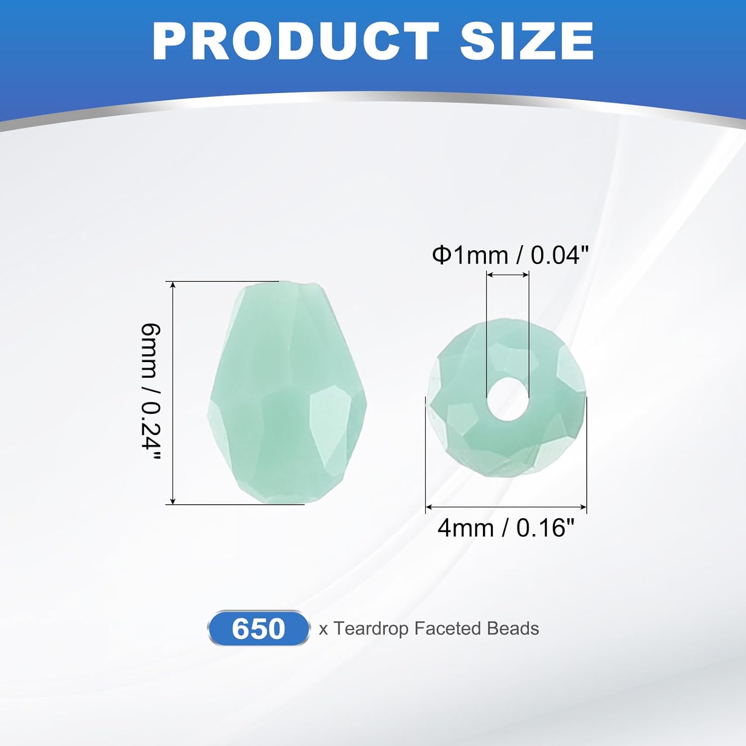 PATIKIL Teardrop Faceted Beads, 650 Pcs Light Green Bicone Birthstone Bead Glass Crystal Assortments Vertical Hole Shape for DIY Crafting Bracelet Necklace Jewelry Making, 4x6mm - Image 2