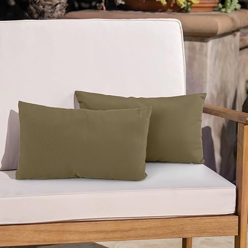 Miniatura 6 de idee-home Almohadas para exteriores con rellenos incluidos, juego de 2 almohadas lumbares impermeables para patio exterior, 12 x 20 pulgadas