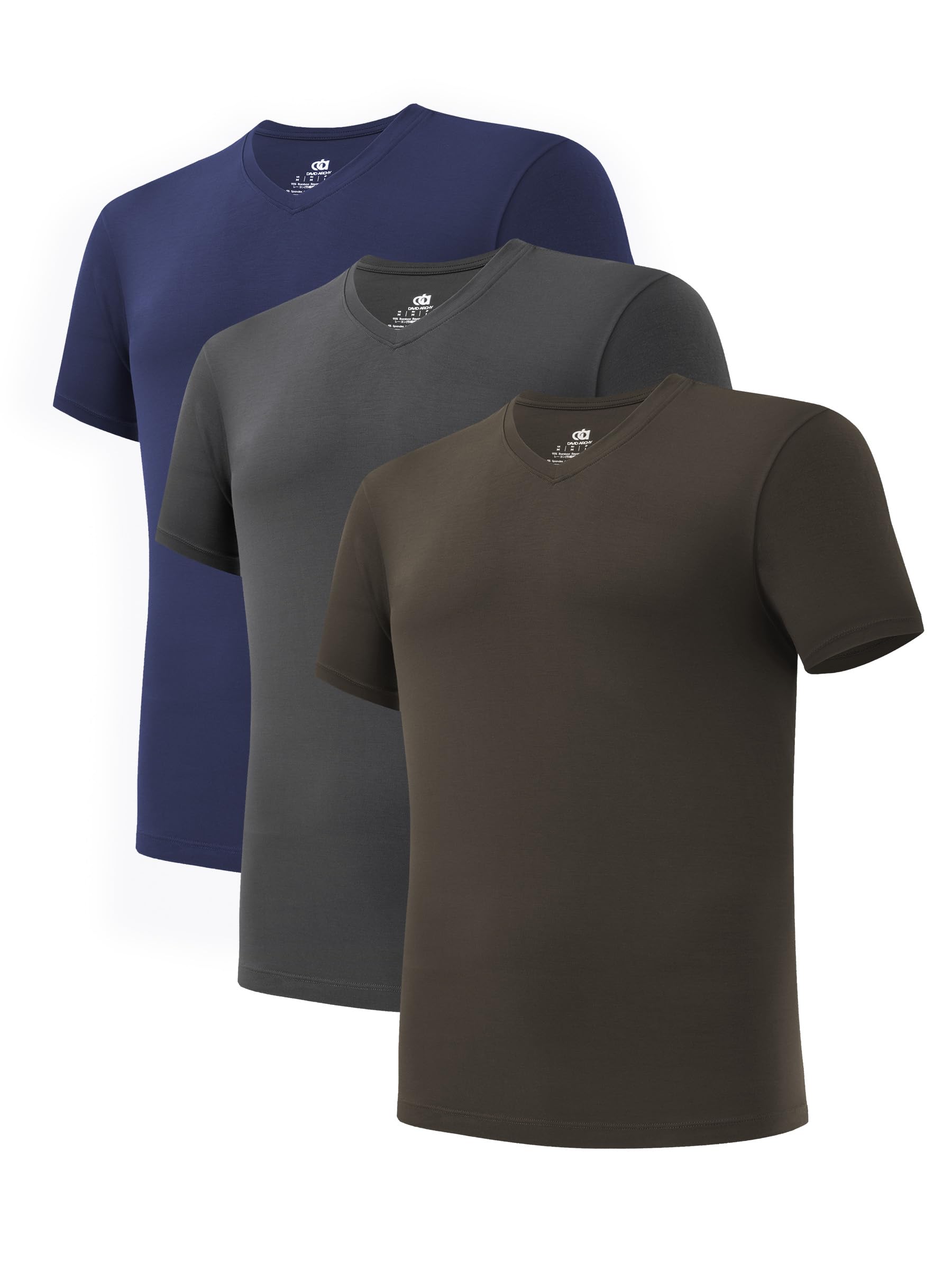 DAVID ARCHY Men's Bamboo Rayon Moisture-Wicking V-Neck Undershirt 3 or 5 Pack