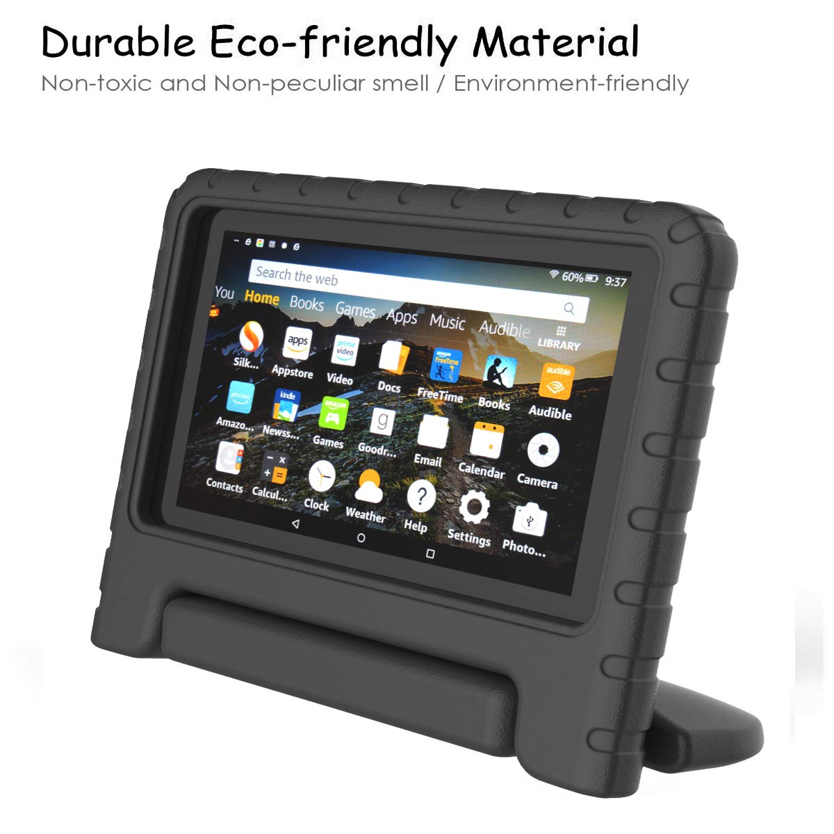 Étui De Protection Pour Tablette Amazon Fire 7 (9e Génération, Modèle 2019) - Noir Anthracite, Support Intégré, Fermeture Magnétique
