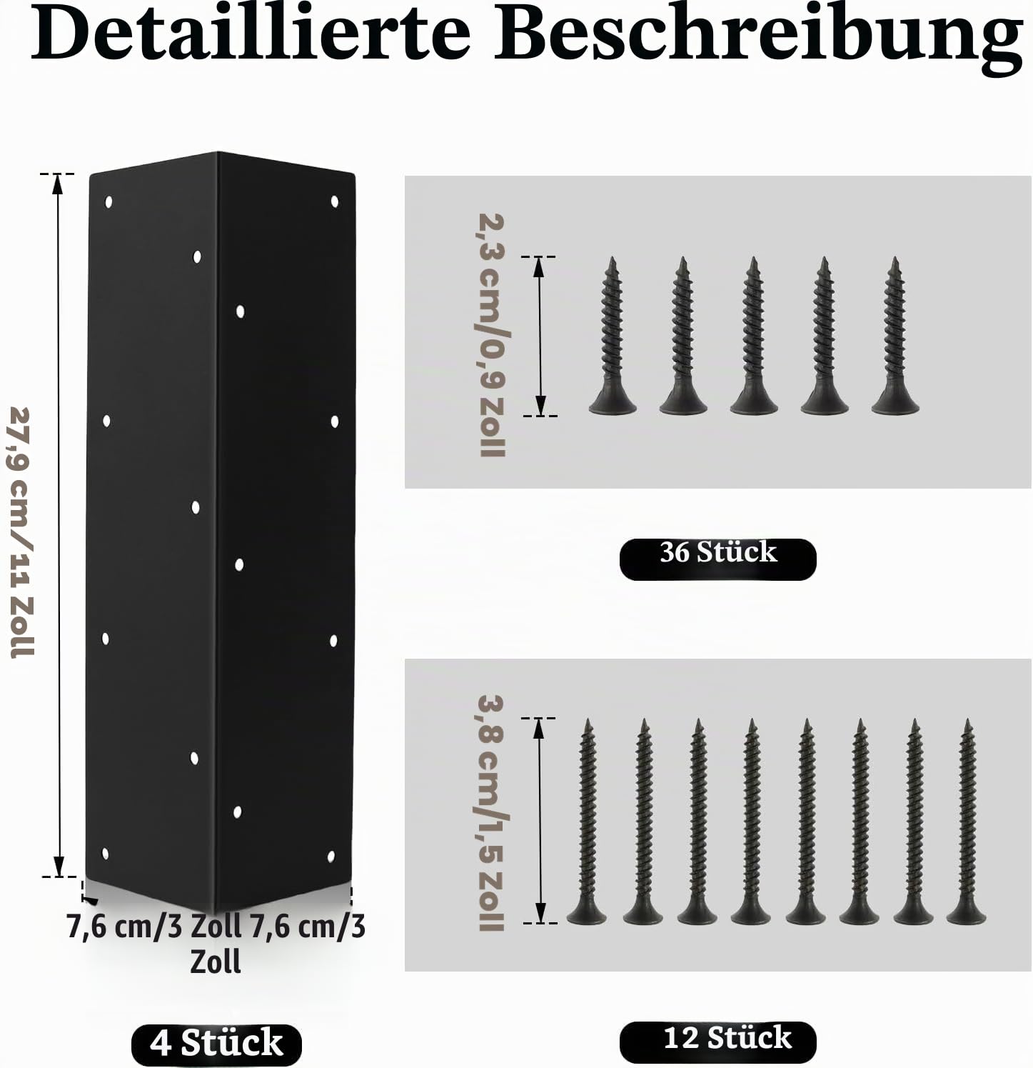 4er-Pack erhöhte Gartenbett-Eckverbinder mit Holzschrauben für 20""-24"" Beet, rostbeständige erhöhte Bett-Eckverbinder Metall-Verbinder 28 cm x 7,6 cm x 7,6 cm für Gemüse-Pflanzbeet Garten