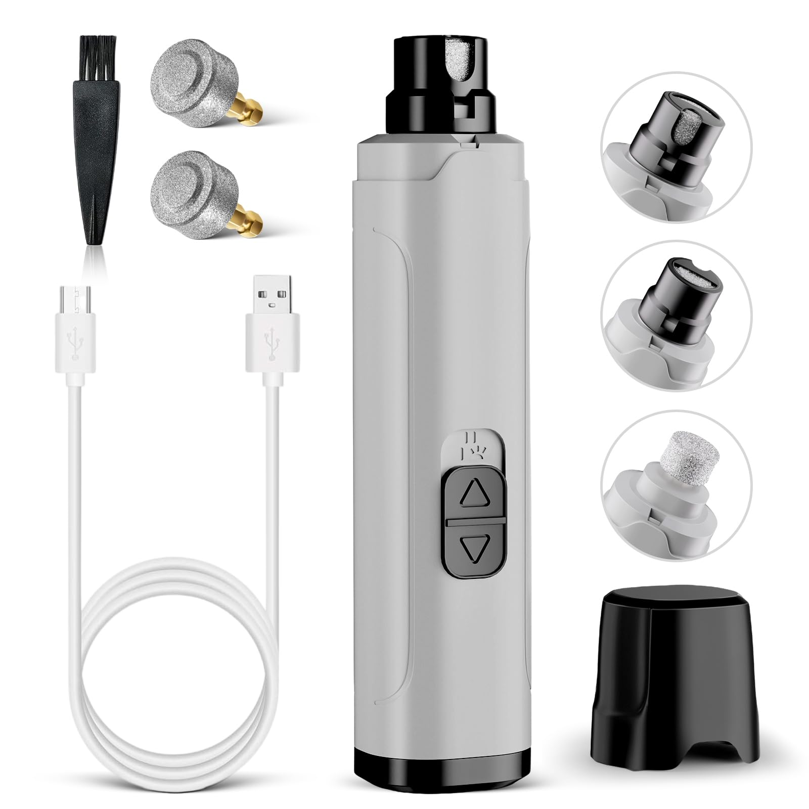 YGGDRA Dog Nail Grinder Upgraded - Professional 2-Speed Super Quiet and Low Vibration Electric Pet Nail Grinder with LED Lights - Painless Paws Grooming & Smoothing for Small to Large Dogs