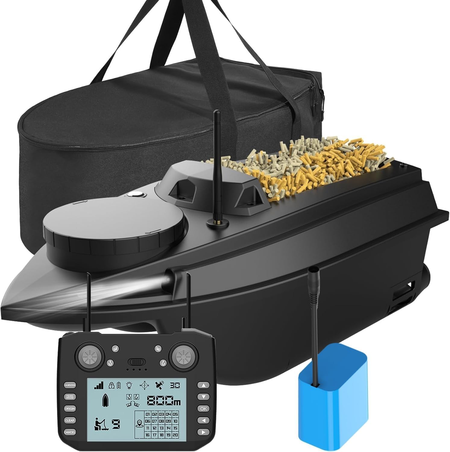 12V GPS Smart RC Bait Boat 800M Control 3KG Fishing Boat RC Bait Boat For Carp Fishing with 20000MAH Battery (Basic Version)