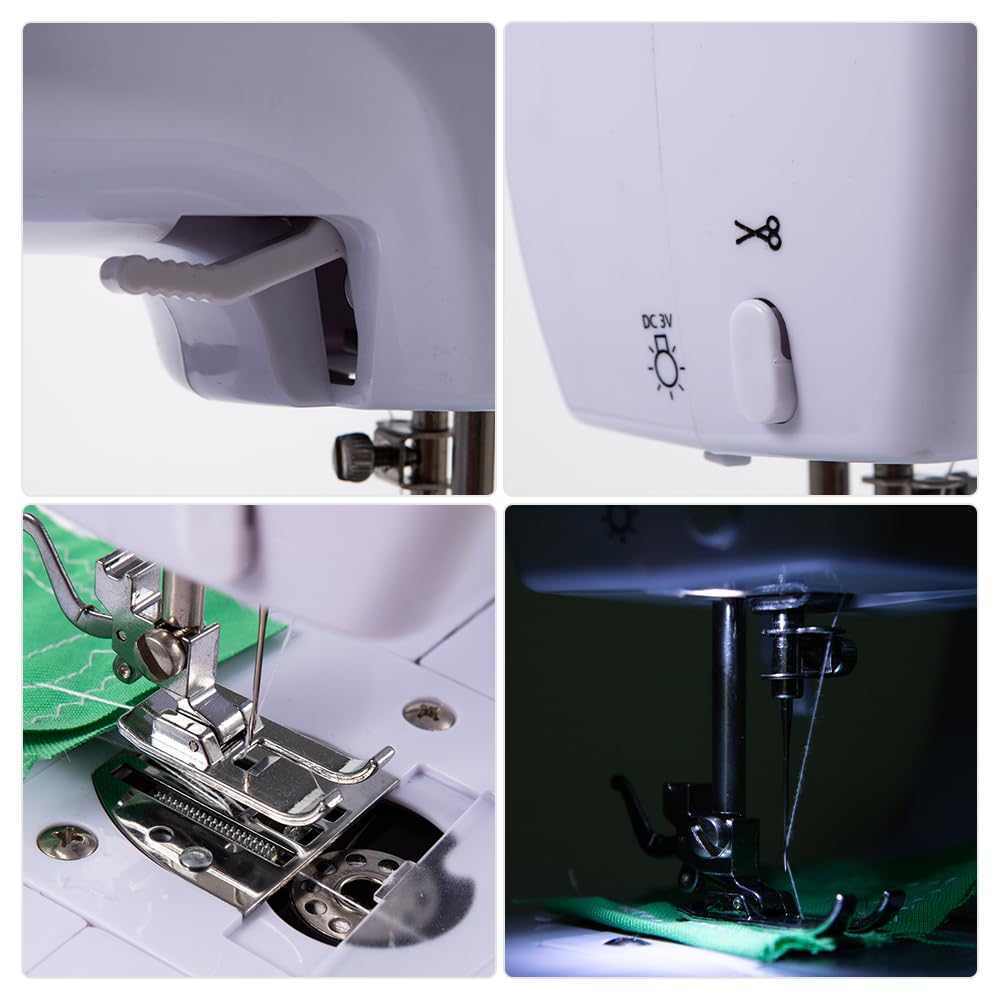 Macchina da cucire elettrica portatile per principianti, mini macchina da cucire per adulti con kit da cucito a 12 punti