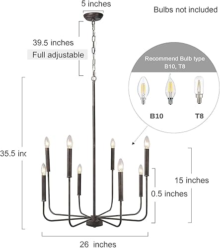 Miniatura 10 de KSANA Modernos candelabros dorados antiguos para comedor, 8 luces con acabado dorado envejecido para sala de estar, dormitorio, vestíbulo, cocina