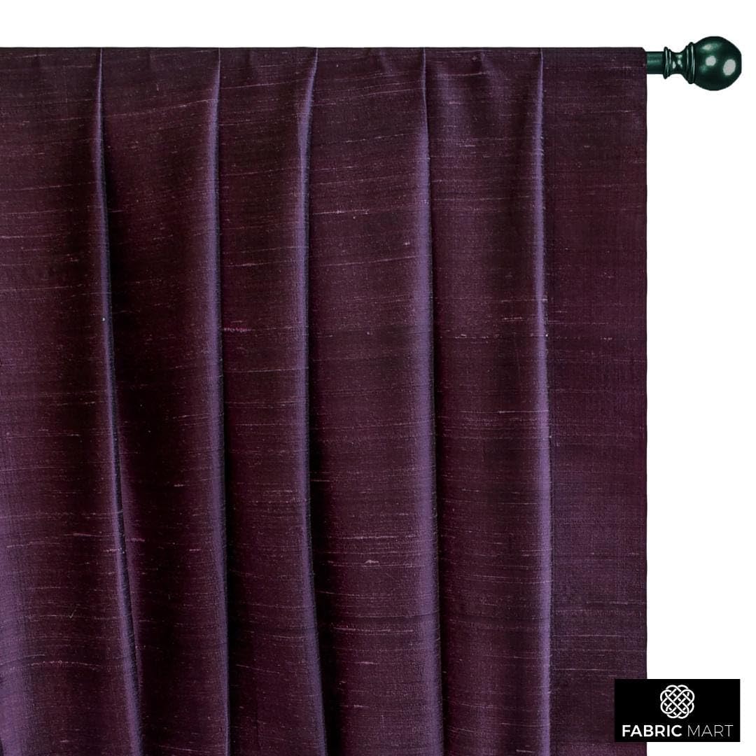 Fabric Mart Direct Vin foncé Dupioni de soie (50% de fil de soie pure et 50% de fil de fausse soie) Tissu au mètre, 104 cm or 41 inches Largeur, 2 mètres continus Violet Combinaison Tissu