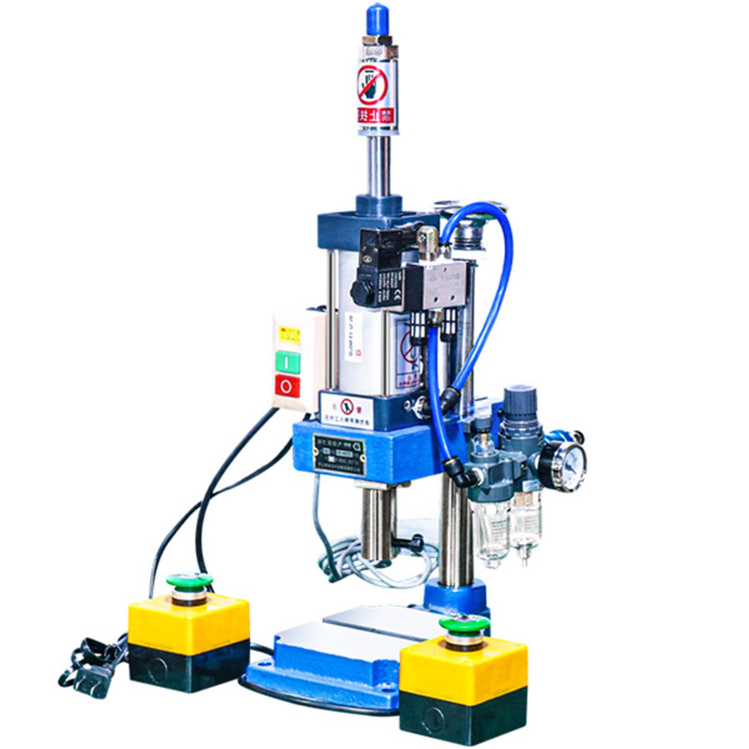 Pressa pneumatica per punzonatura 200 kg / 300 kg di pressione, pressa per punzonatura da tavolo, pressa pneumatica a corsa cilindrica 0,4-0,7 Mpa di pressione operativa,DoubleButton-200KG
