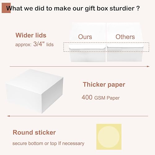 Miniatura 4 de Mcfleet Cajas de regalo con tapas de 10 x 10 x 5 pulgadas, paquete de 10 cajas de propuesta de dama de honor, caja de regalo de cartón blanco para