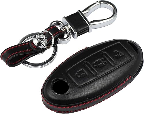 M.JVisun Funda de piel auténtica para llavero Nissan 370Z Altima Armada Frontier GT-R Leaf Maxima Murano Pathfinder Rogue Sentra, Titan Versa con M.JVisun Funda de piel auténtica para llavero Nissan 370Z Altima Armada Frontier GT-R Leaf Maxima Murano Pathfinder Rogue Sentra, Titan Versa con