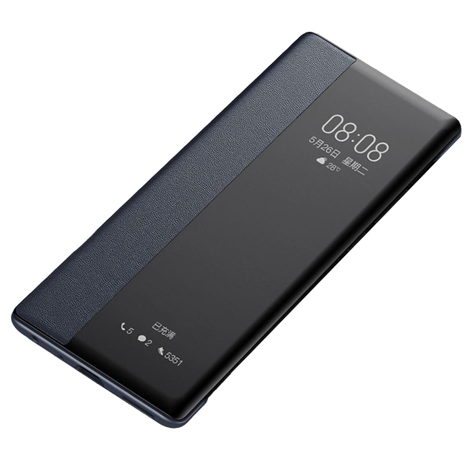 Etui z klapką do Huawei Pura 90 PRO Max/90 Pro/90, przezroczyste okienko skórzane cienkie etui na telefon komórkowy, czarny, 90 PRO Max