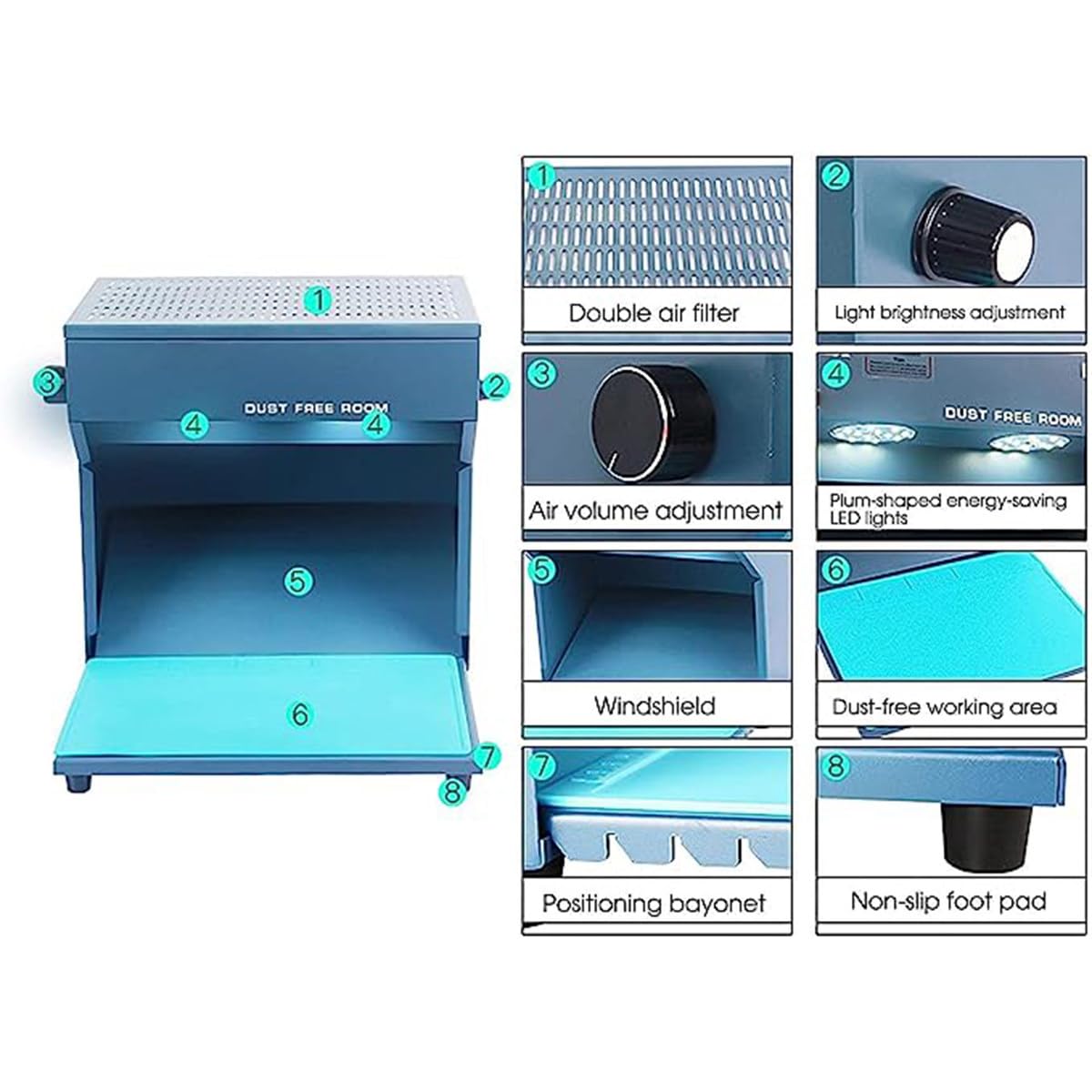 Upgrade Mini Staubfreier Raum Arbeitstisch, Vertikale Laminar Flow Hood Air Flow Clean Bank, Portable Laminar Air Flow Staubfreier Raum Arbeitstisch für Telefon LCD Reparatur