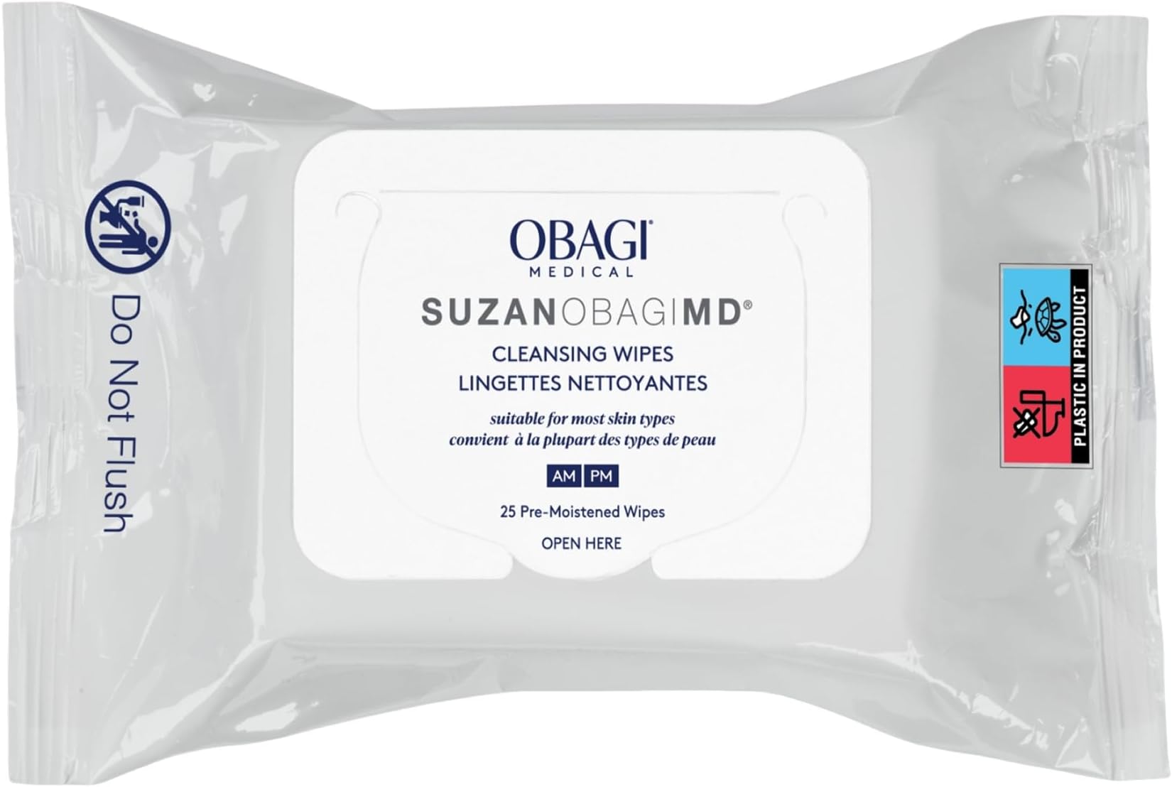 Obagi Medical On the Go Cleansing and Makeup Removing Wipes, 25 count