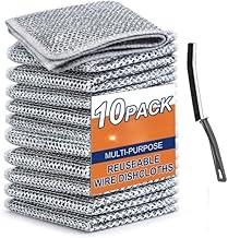 Multipurpose Wire Dishwashing Rags for Wet and Dry Stainless Steel Scrubber Non-Scratch Wire Dishcloth for Washing Dishes Sinks Counters Easy Rinsing Machine Washable (10, Standard)