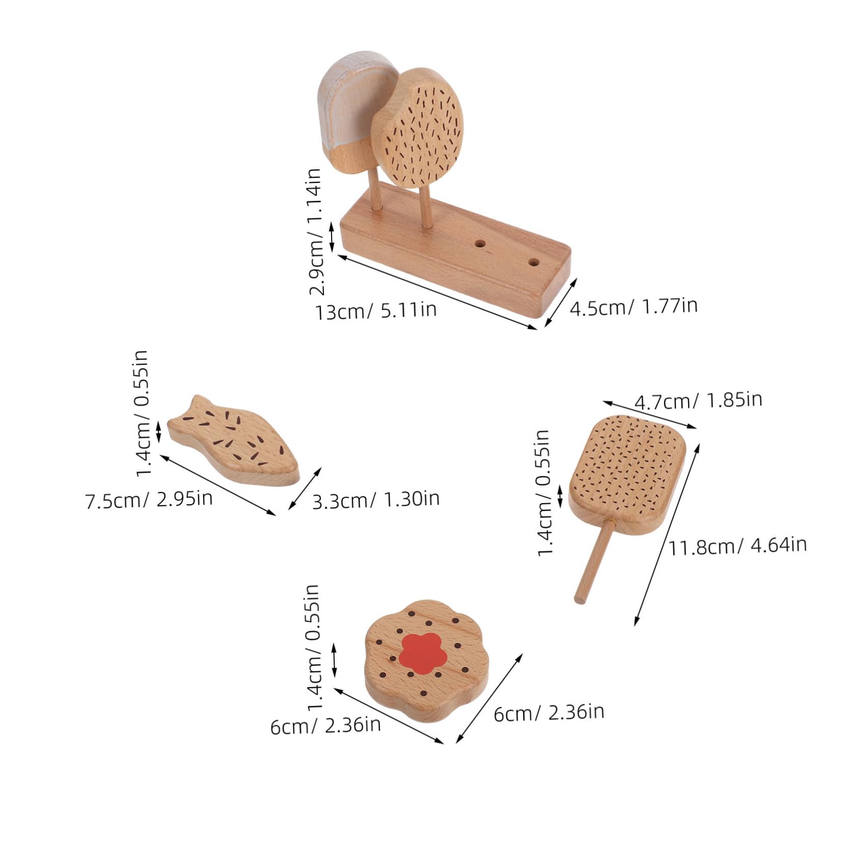 BESPORTBLE Giocattolo in Legno per Gelato e Ciambelle per Ragazzo Ragazza Cibo Finto per Cucina di Ragazzo Ragazza Accessori da Cucina per Giochi di Ruolo Decorazioni per Feste e Festival