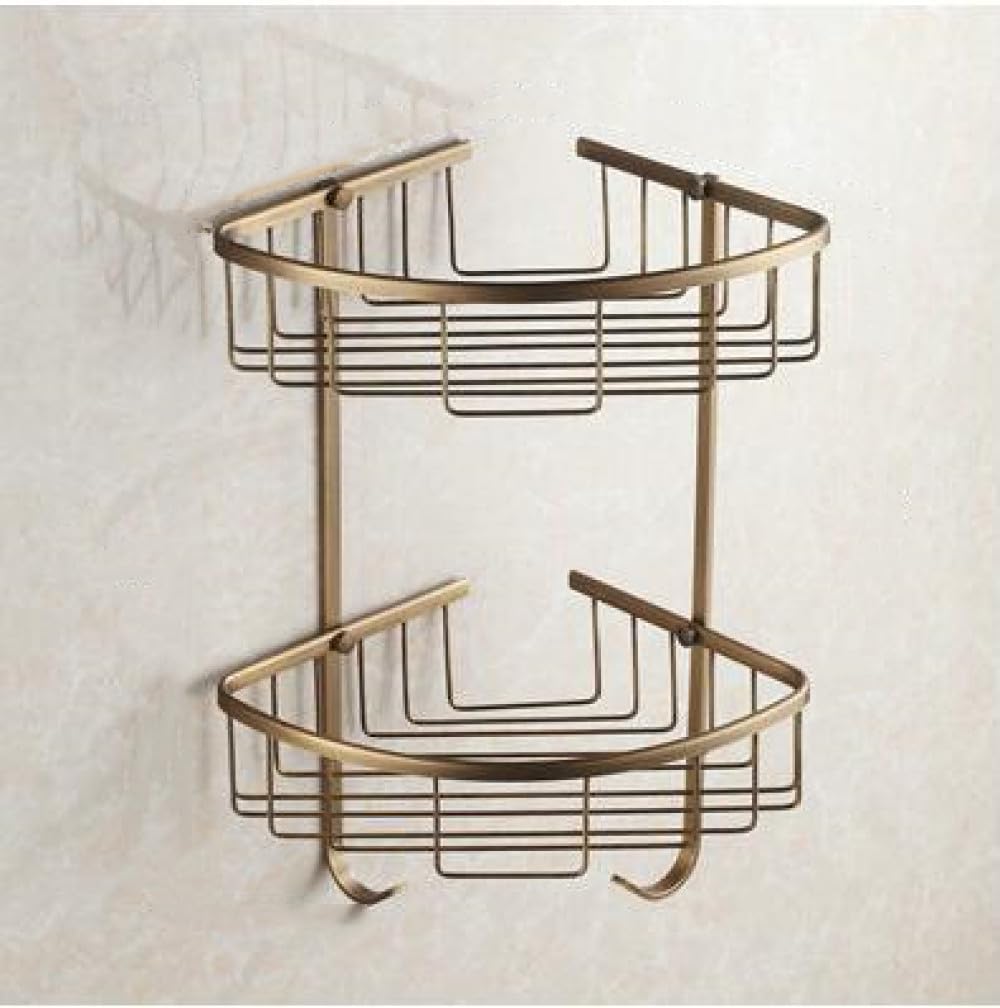 Étagère d'angle et accessoires de salle de bains en cuivre massif brossé à haute résistance