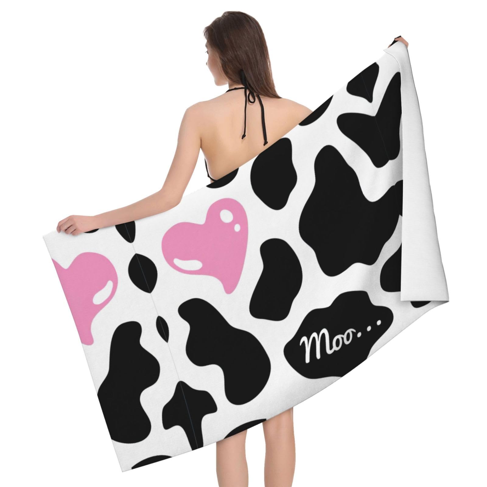 Serviette de bain absorbante microfibre motif vache pour le sport