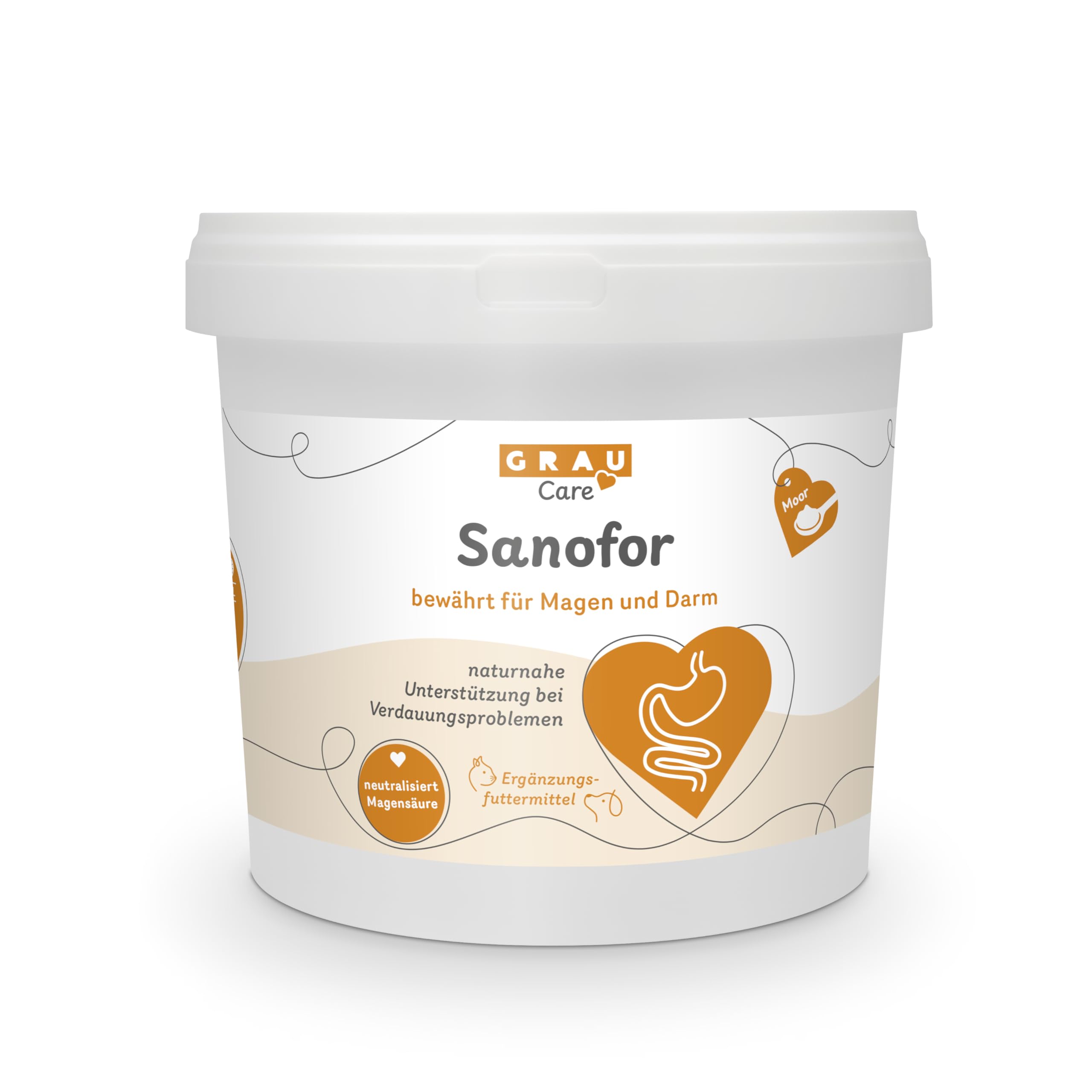 GRAU - El Original - Sanofor, turba Medicinal para Fortalecer la Flora intestinal, Paquete Individual (1 x 2,5 kg), alimento complementario para Perros y Gatos