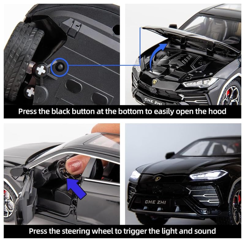 Image of Play Boy 1:24 L Urus Model Diecast Metal Alloy Pullback Toy Vehicle with Openable Doors Light and Music Car for Kids (Multicolor)