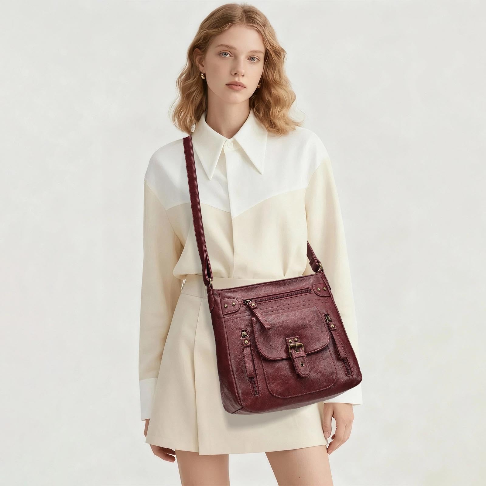 KL928 Tasche Damen Umhängetasche kleine Handtaschen Schultertasche Damentasche Damenhandtasche mittelgroß handtasche Lederhandtaschen Geldbörse PU Leder für frauen oder Mädchen