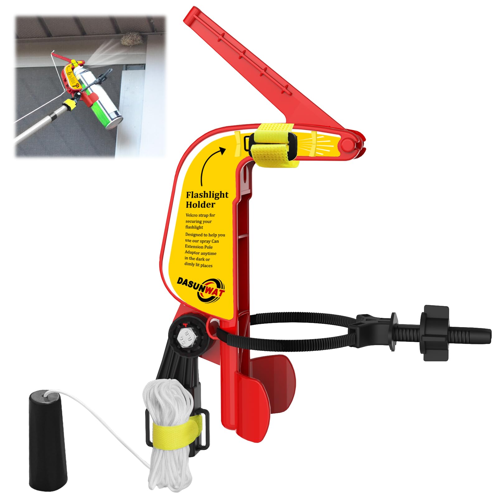 Spray Can Extension Pole Adaptor,Adjustment Sprayer Bracket Adaptor for Wasp/Hornet/Bee Spray Long Range,Spray Paint,Window Cleaner,Tree Pruning Sealer Spray,Spray Can Trigger Handle(Red)