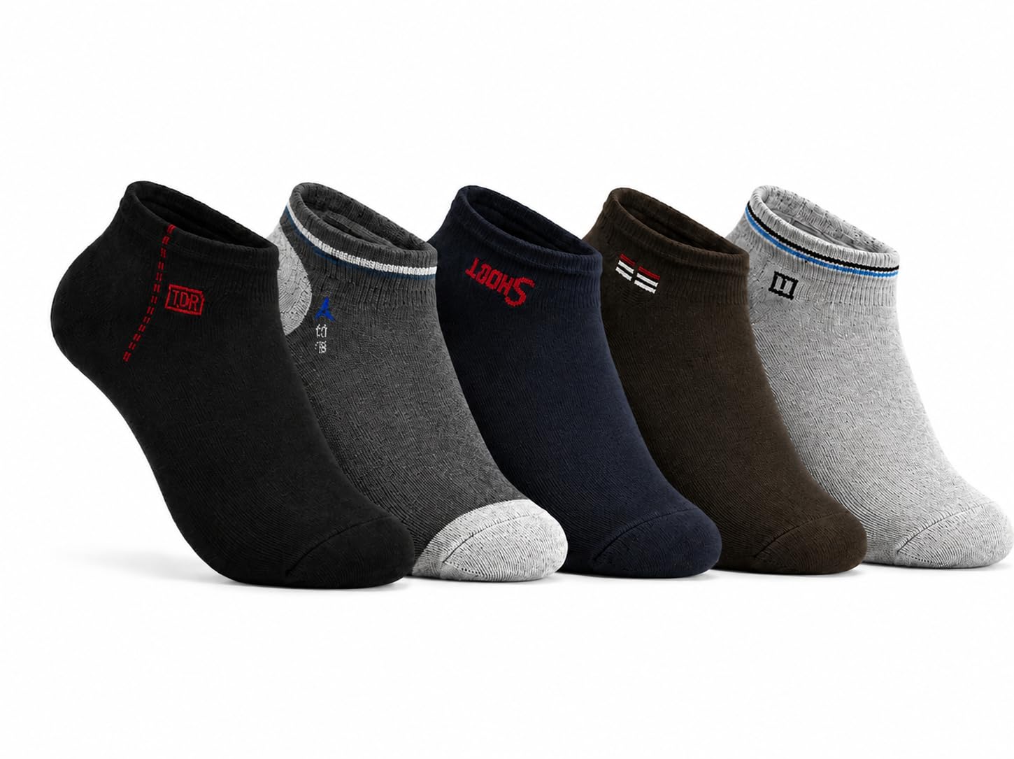 Men's Pure Cotton Ankle Socks, Breathable Fabric, Stretchable Fit, Reinforced Heel & Toe, Pack of 5 Pairs-picture-22