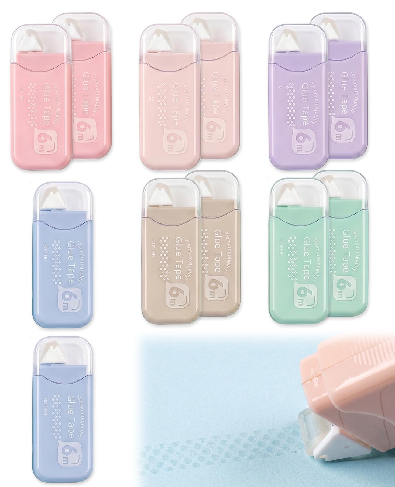 XdealCozyxc 12 Pcs Double Sided Glue Tape Roller, Scrapbook Tape for Card Journaling Photos Crafts