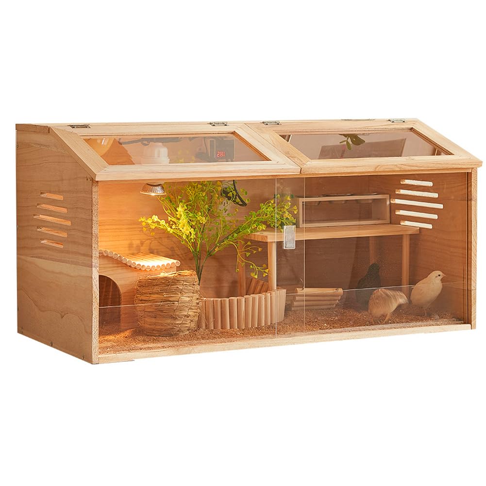 Jouystore Wooden Hamster Cage with 2 Openable Doors, Acrylic Panels, and Top Opening - Ideal for Syrian and Dwarf Hamsters, Degus, Mice, and Similar Pets