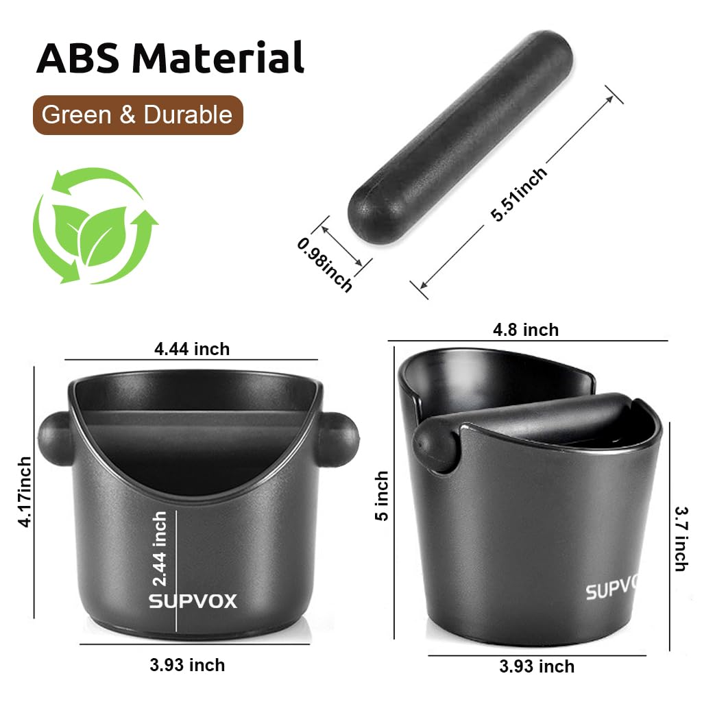 Supvox® Espresso Knock Box Coffee Grounds Collection Box Coffee Grounds Coffee Knock Box Coffee Grounds Knock Box with Knocking Bar Espresso Knock Box Espresso Machine Accessories