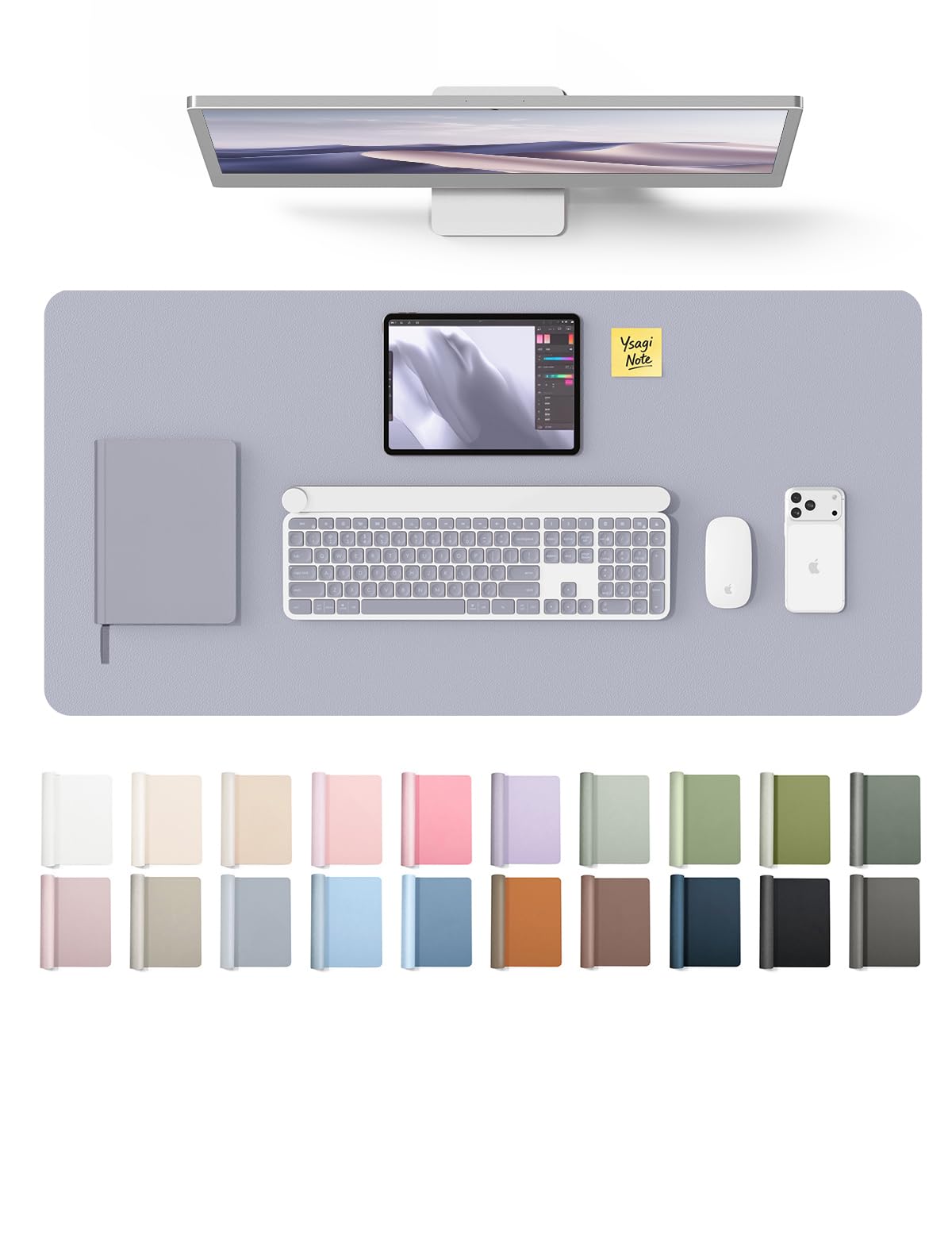 YSAGi Soft Lavender Desk Pad Protector, Large Mouse Pad, 35.4" x 17" | Protects Your Desk Surface - main product image