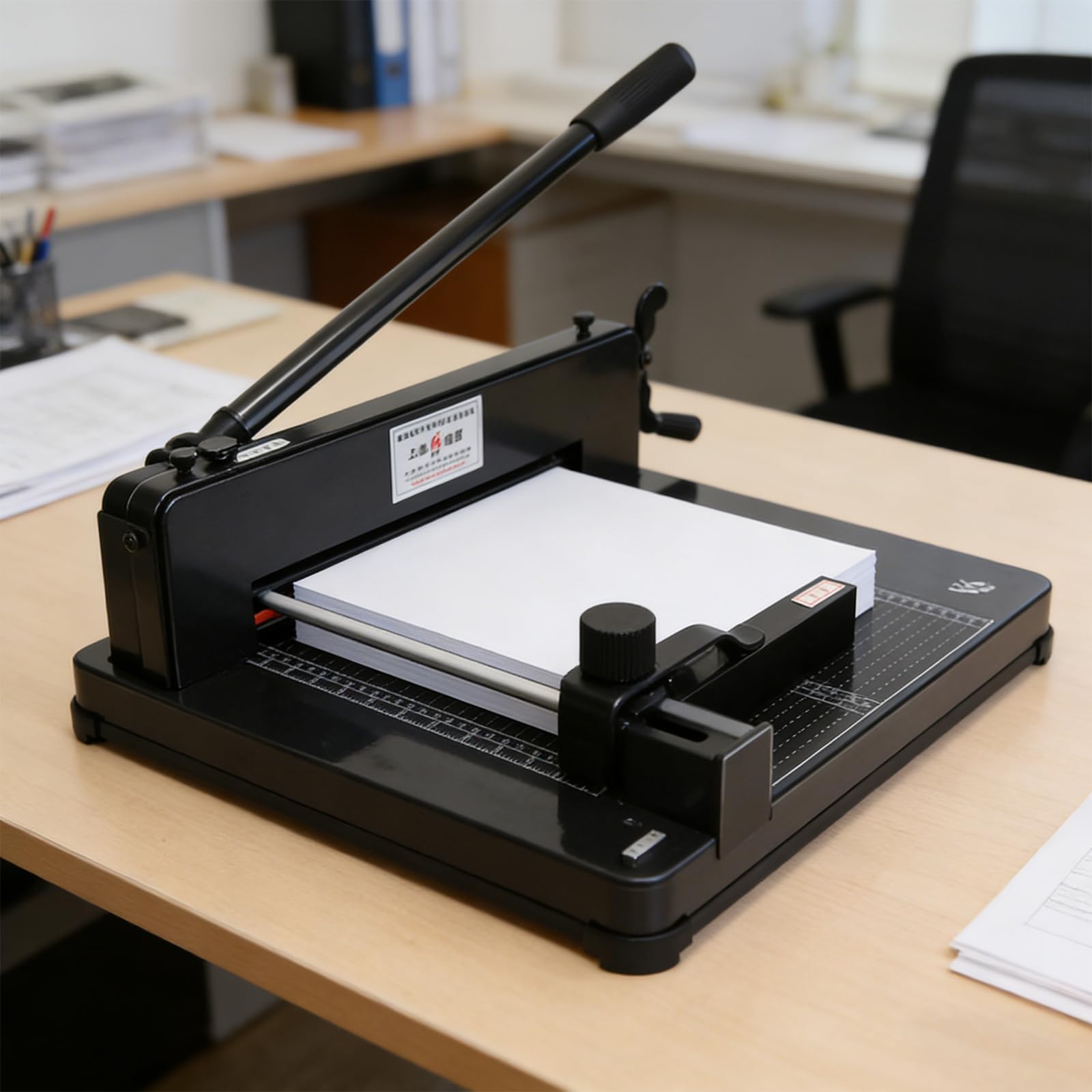 Taglierina a ghigliottina pesante da 12", capacità di 400 fogli, blocco di sicurezza e griglie trasparenti, struttura in acciaio, taglierina per carta impilata per ufficio e scuola