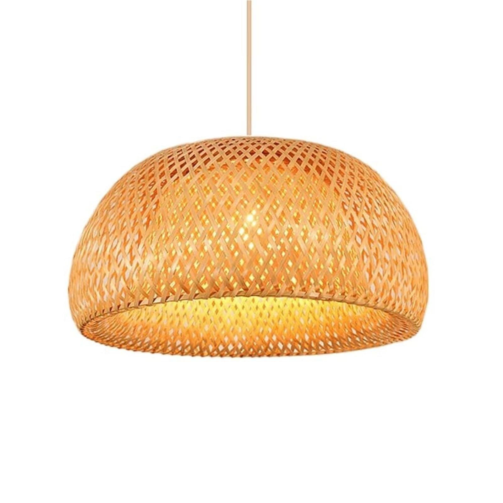 HUAYUSEDF Country Boho Bird Nest Rattan Pendant Lamp Chandelier Hanging Light Ceiling Fixture Handmade Natural Bamboo Wicker for Kitchen Foyer Restaurant Living Room(60cm)