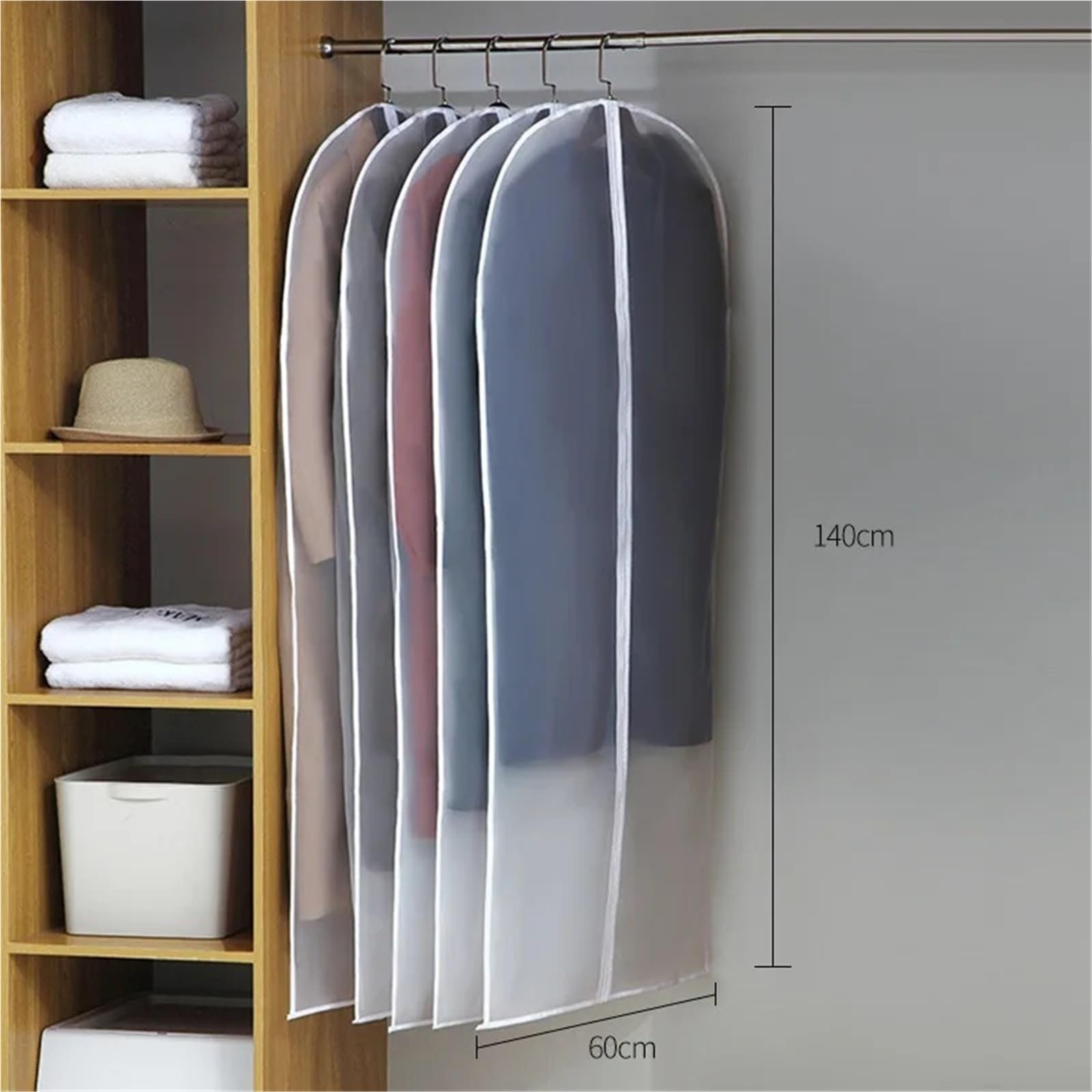 Copertura Per Indumenti Copri abiti Porta abiti Abito da sposa lungo Copri abiti Camicia Abiti Polvere Indumento Abito da uomo(60x140cm,2pcs)