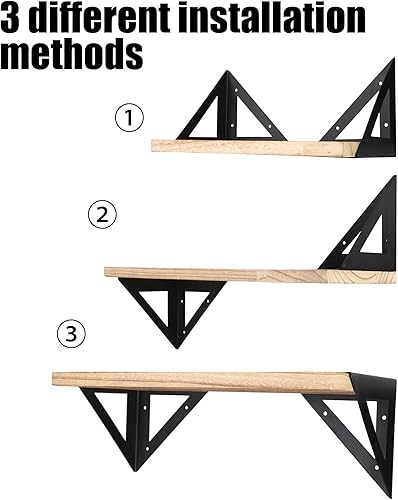 Miniatura 6 de Juego de 3 estantes flotantes flotantes rústicos montados en la pared para baño, dormitorio, sala de estar, cocina, fácil de instalar, decoración y