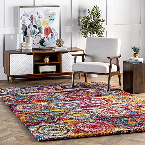 nuLOOM Kindra Bohemian Circles Shag Area Rug #TOP18