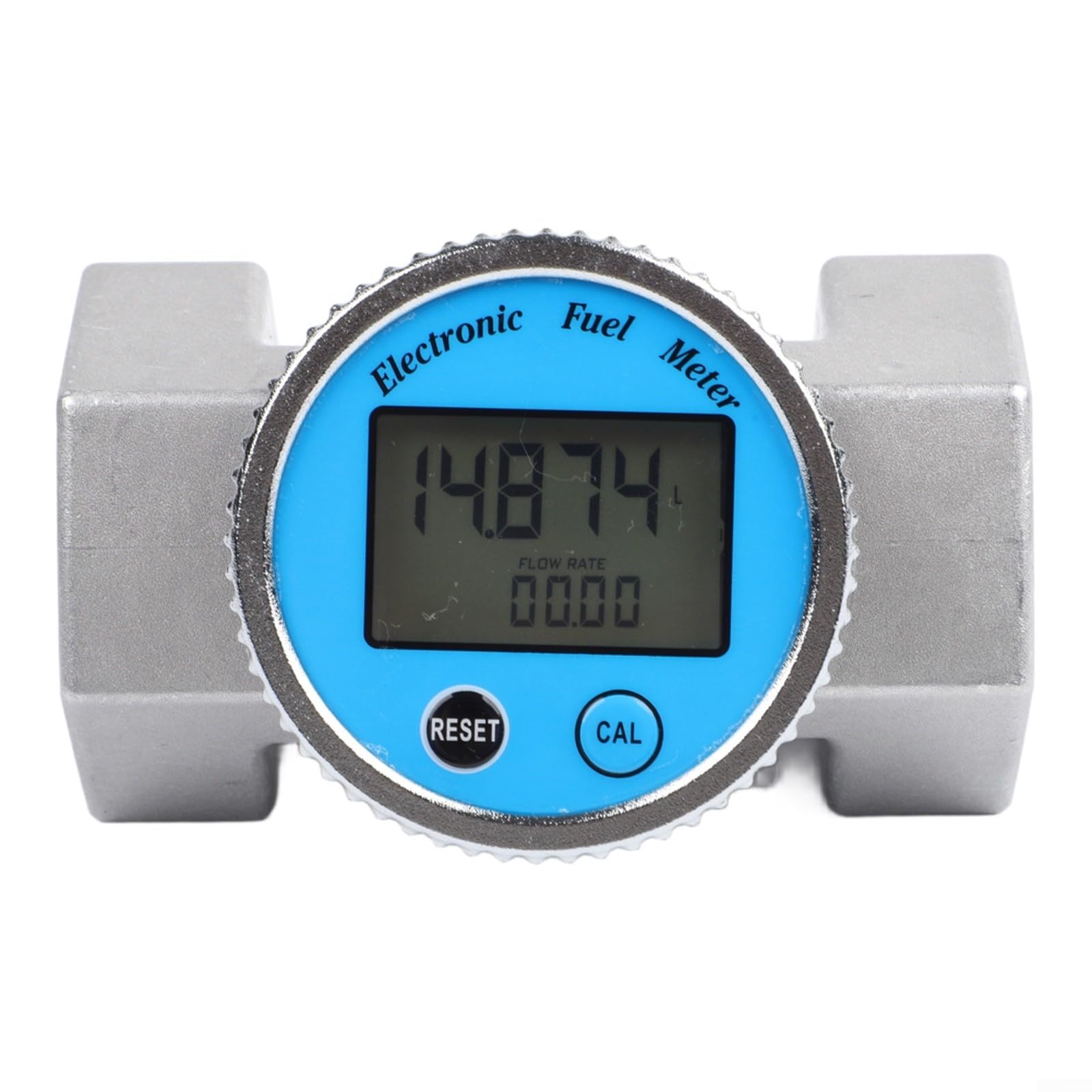 Medidor de flujo de turbina digital de 1,5/2 pulgadas con LCD para diésel, agua, combustible, NPT, rosca de aluminio, resistente, ± 1 %, precisión industrial, coche, taller, tratamiento de agua, azul