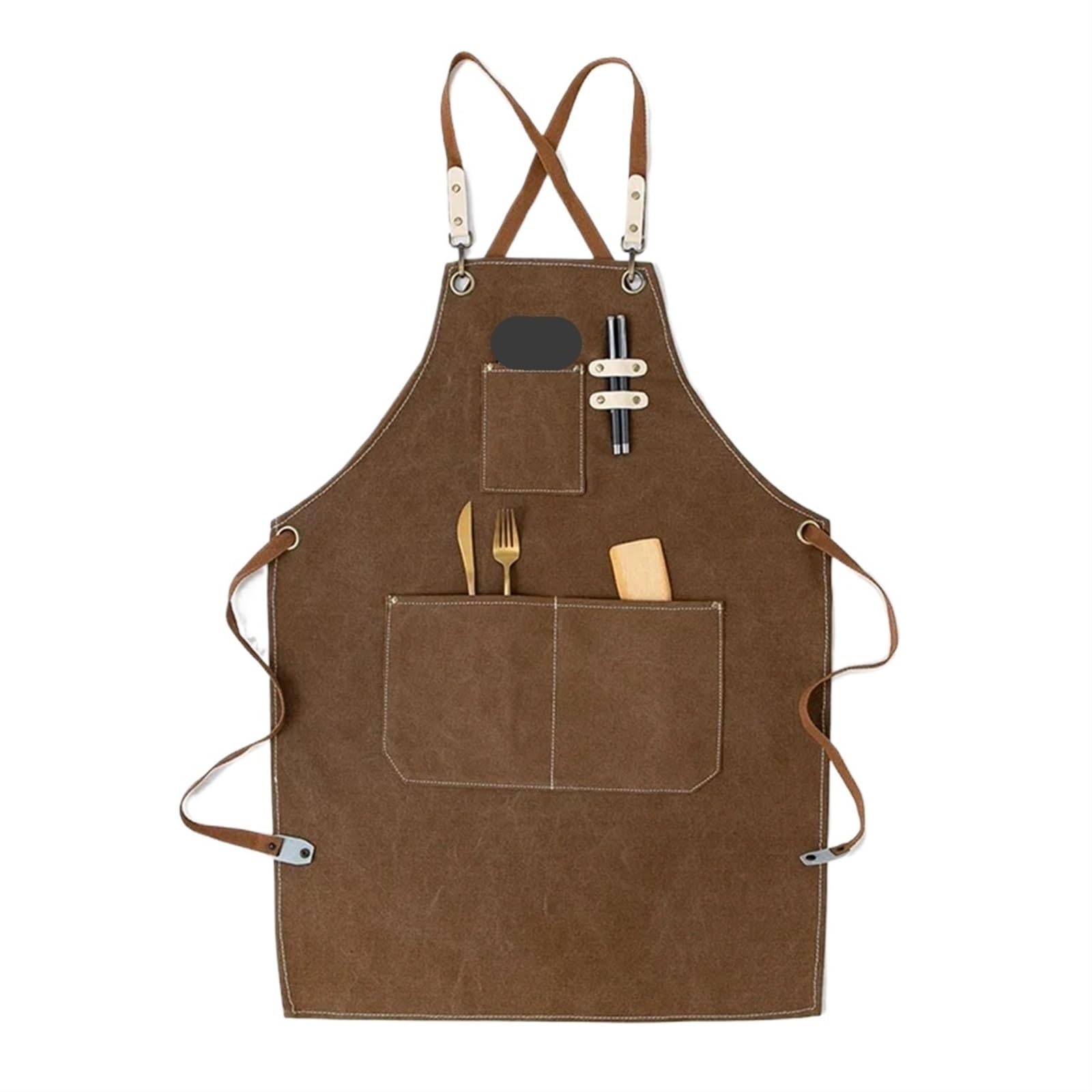 Moda tela di cotone da cucina unisex cucina barista grembiule for donna uomo chef in pelle cameriere bar caffetteria barbecue parrucchiere uniforme(Thick canvas 5)