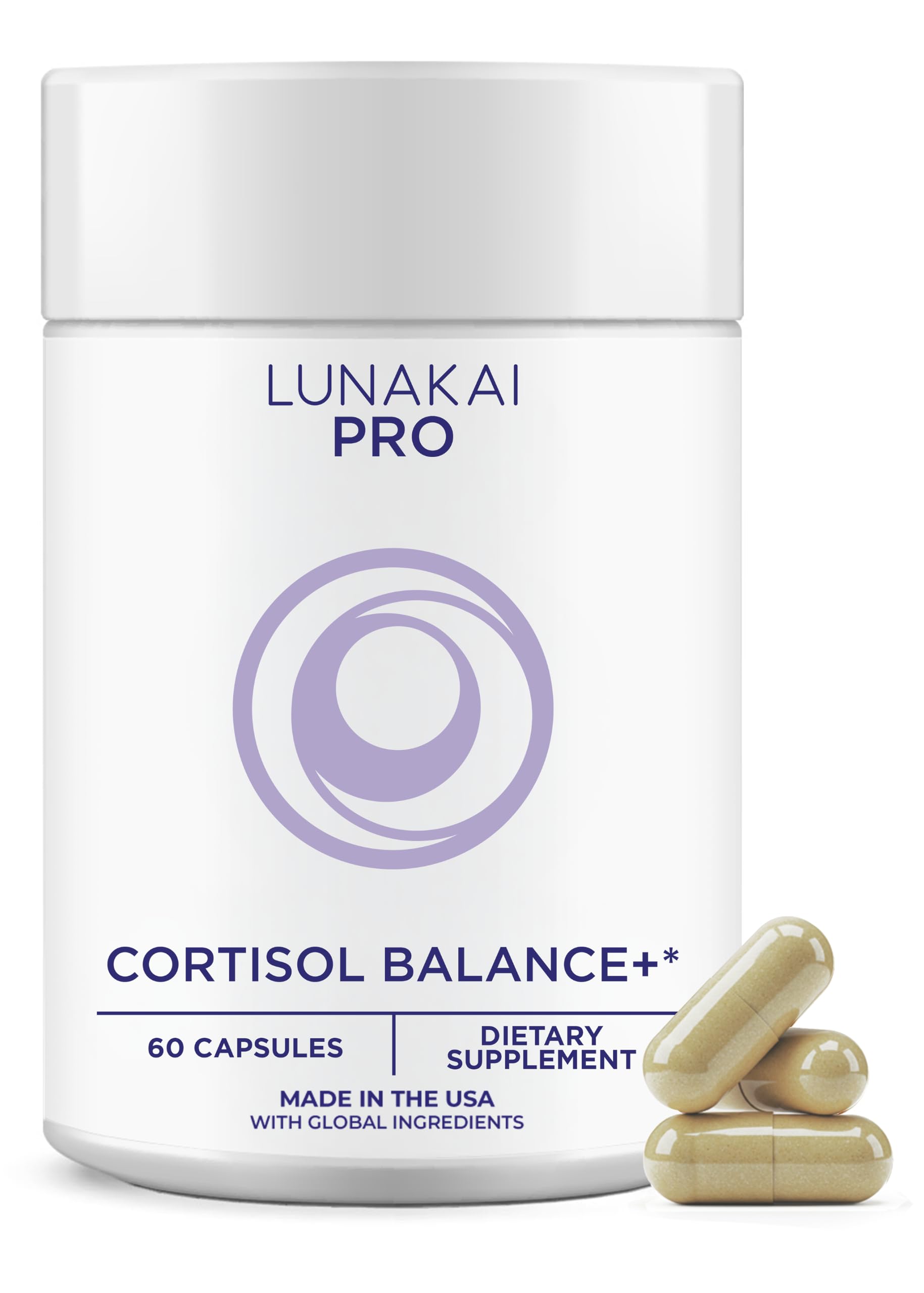 Lunakai USA Made Cortisol Supplements for Women, 60 Capsules