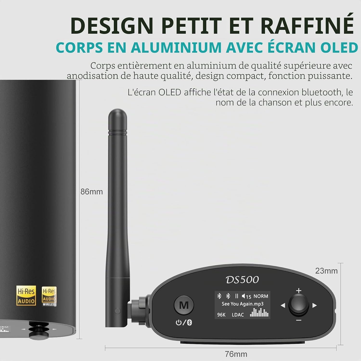 1Mii DS500 Récepteur Bluetooth HiFi LDAC pour chaîne stéréo, DAC