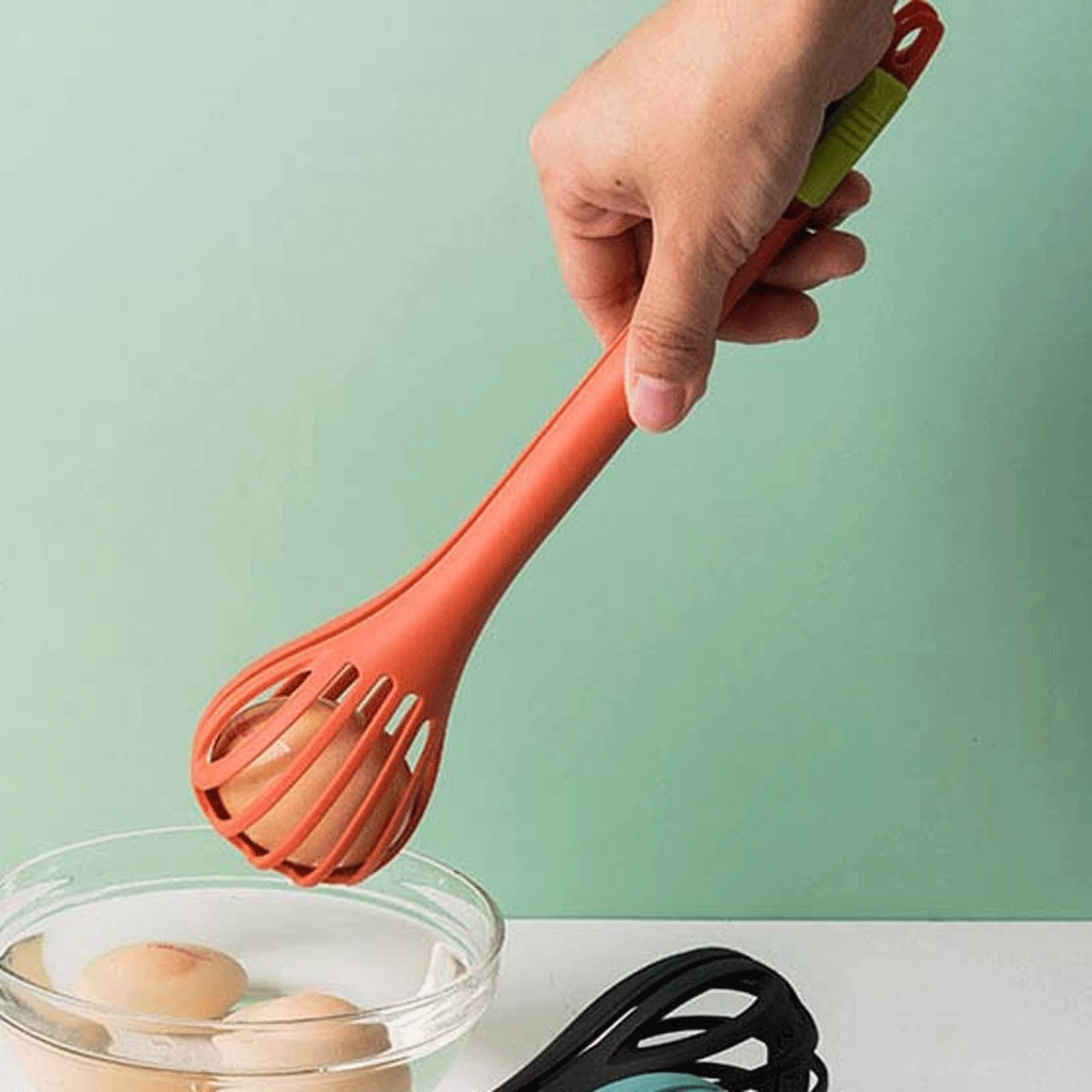 Frusta per uova 3 in 1 frusta manuale per cucinare frusta manuale per cucinare frusta manuale per cucina pinze per tagliatelle alimentari frusta per montare (nero)