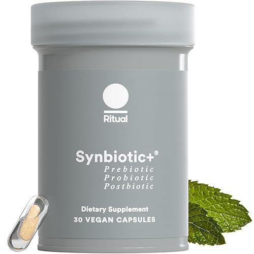 Ritual Synbiotic+ Probiotic, Prebiotic, Postbiotic, 3-in-1 Supplement for Gut Health and Digestive Support, Regularity, Bloat, Immune, Vegan Delayed-Released Daily Capsule, Women and Men, 30 Day
