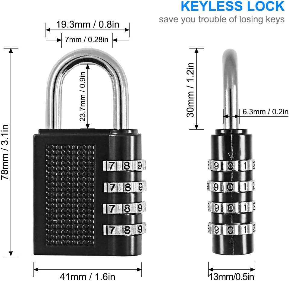 2 Pack Combination Digital Padlocks, FineGood 4 Digit Combination Locks for Shed Door School Gym Pool Locker Suitcase Toolbox - Black