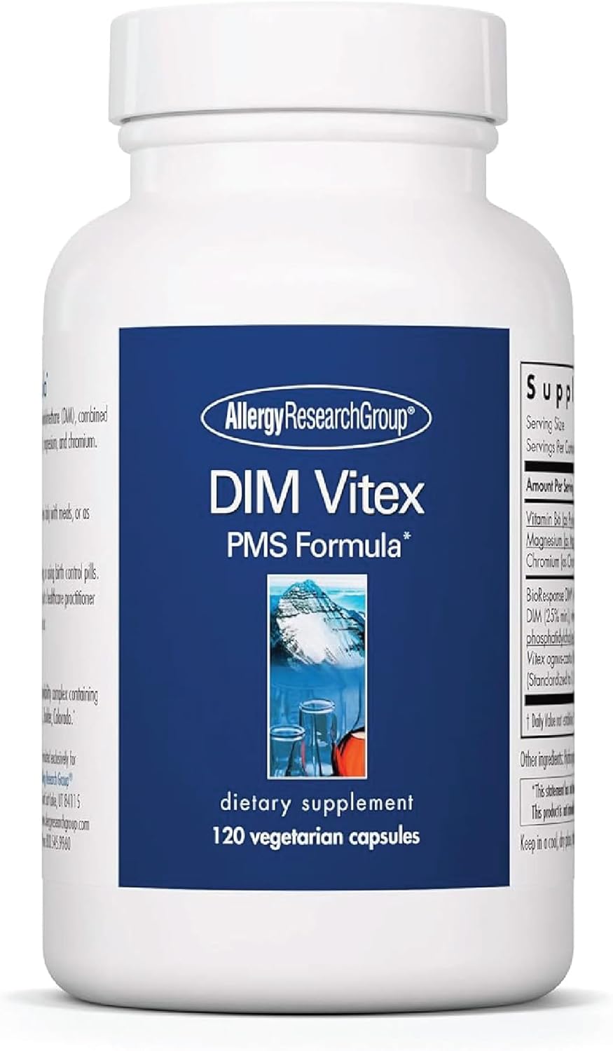 Allergy Research Group DIM Vitex Supplement – Supports Healthy Hormone Balance & Menstrual Cycle, PMS Formula, Vitamin B6, Hypoallergenic, Vegetarian Capsules, Soy-Free – 120 Count