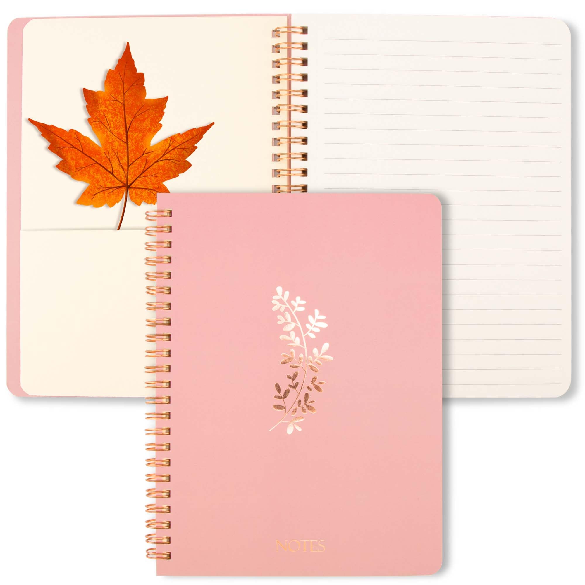 ZenBeya Cute Spiral Notebook, Aesthetic Spiral Journal for Women Girls with Pocket & Lined Pages, Bright Pink Elegant Cover Note Book for Writing Work Office School, 6.5 x 8.3 Inch 80 Sheets