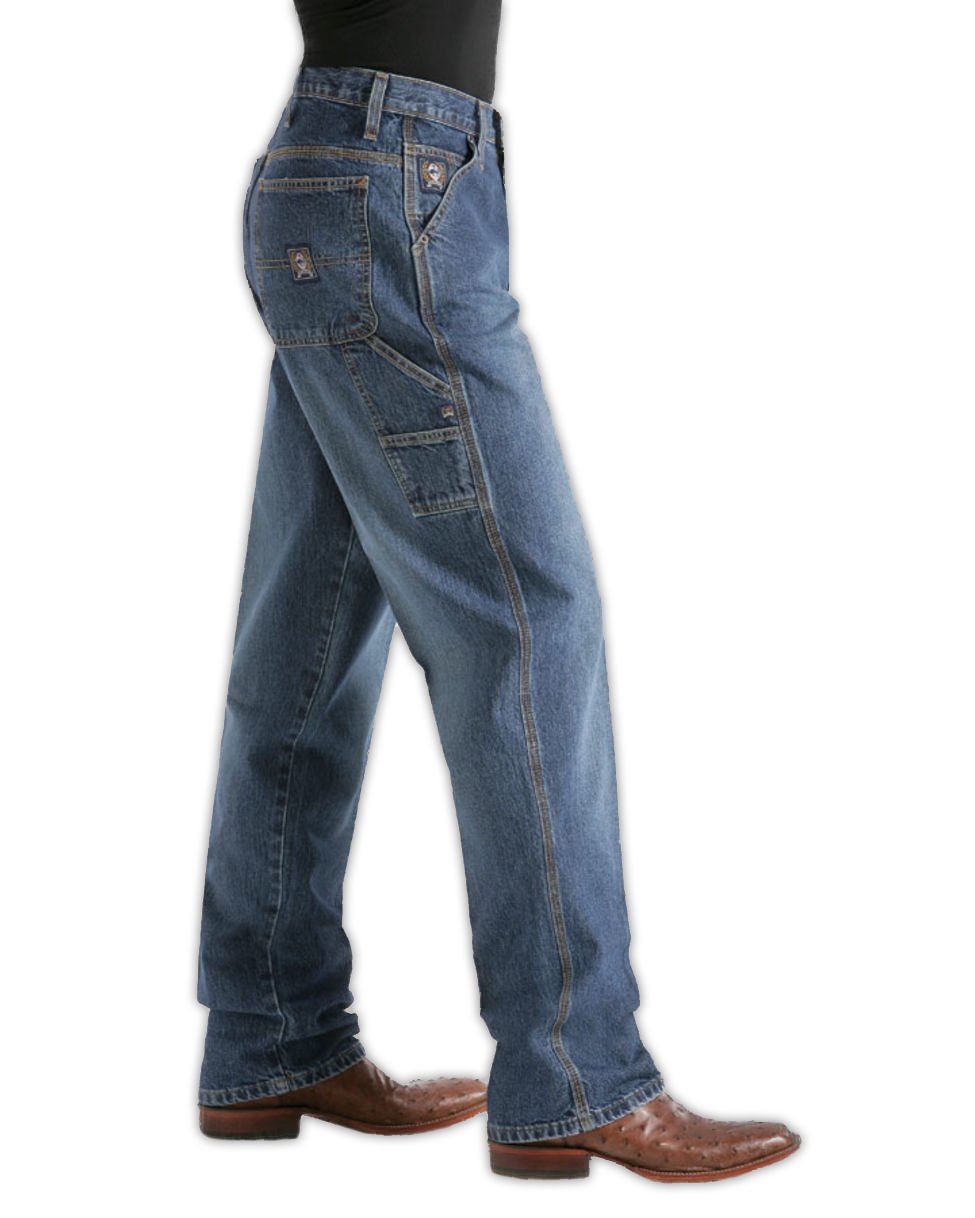 Cinch Men's Blue Label Carpenter Loose Fit Jean, Medium Stone Sandblast, 36W x 36L