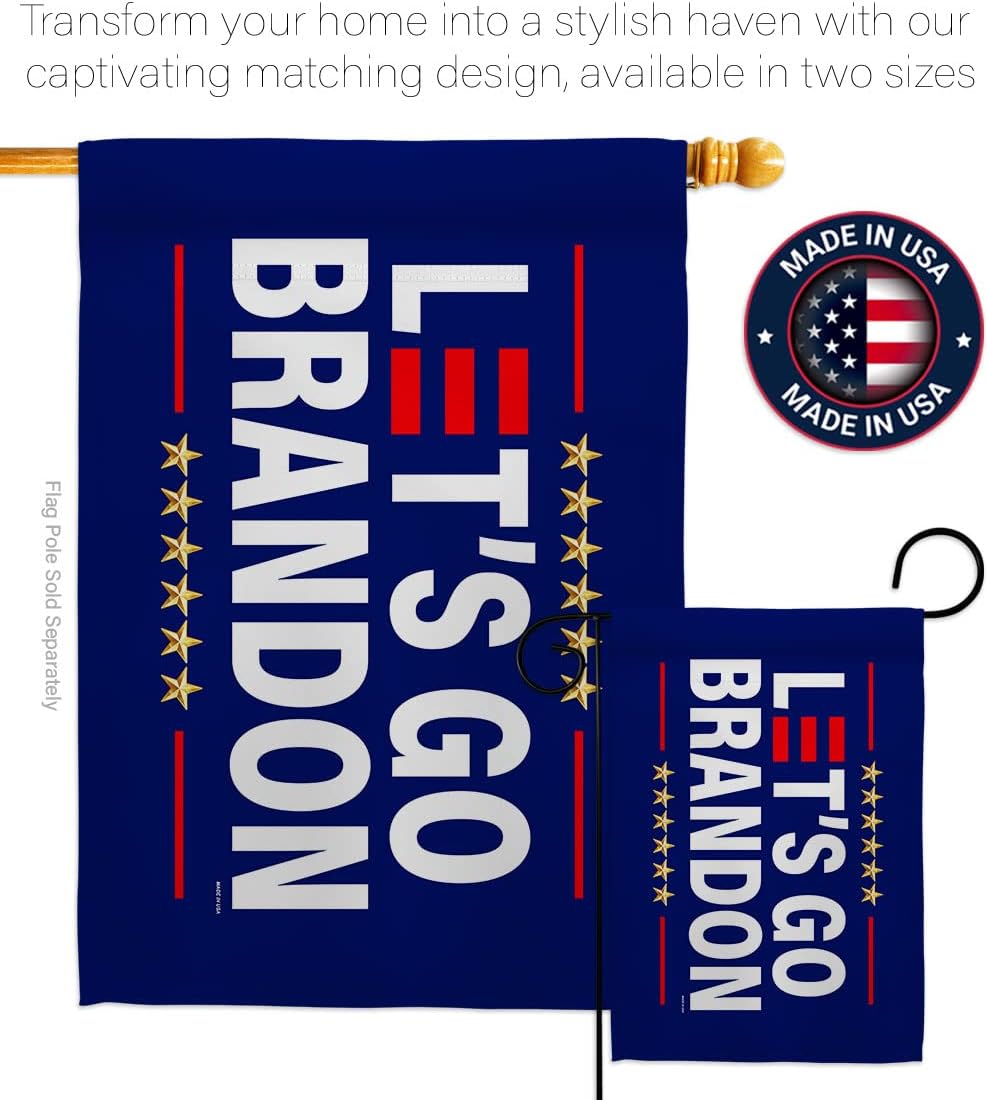 Let's Go Brandon Blue House Flag Americana Political President Democrat Republican Tea Party United State American Election Banner Small Garden Yard Gift Double-Sided, Made in USA