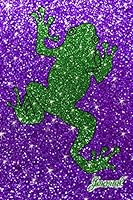 Journal: Faux purple glitter green frog notebook 1729339972 Book Cover