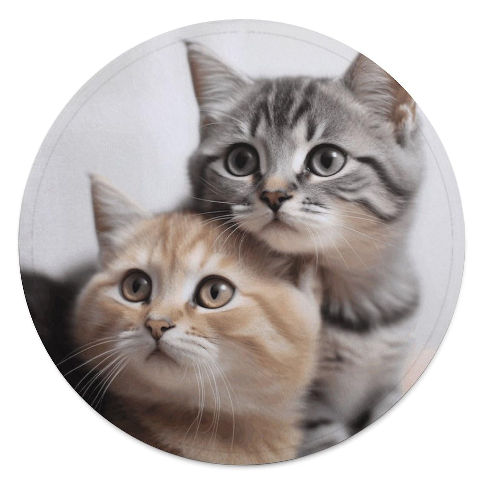 FekiLoot Cats Round Flannel Throw Blanket, 59.1 Inch Diameter Single Sided Printed Fleece Blanket, Multipurpose Foldable Decor Cover for Couch Office Camping Home Furnishing