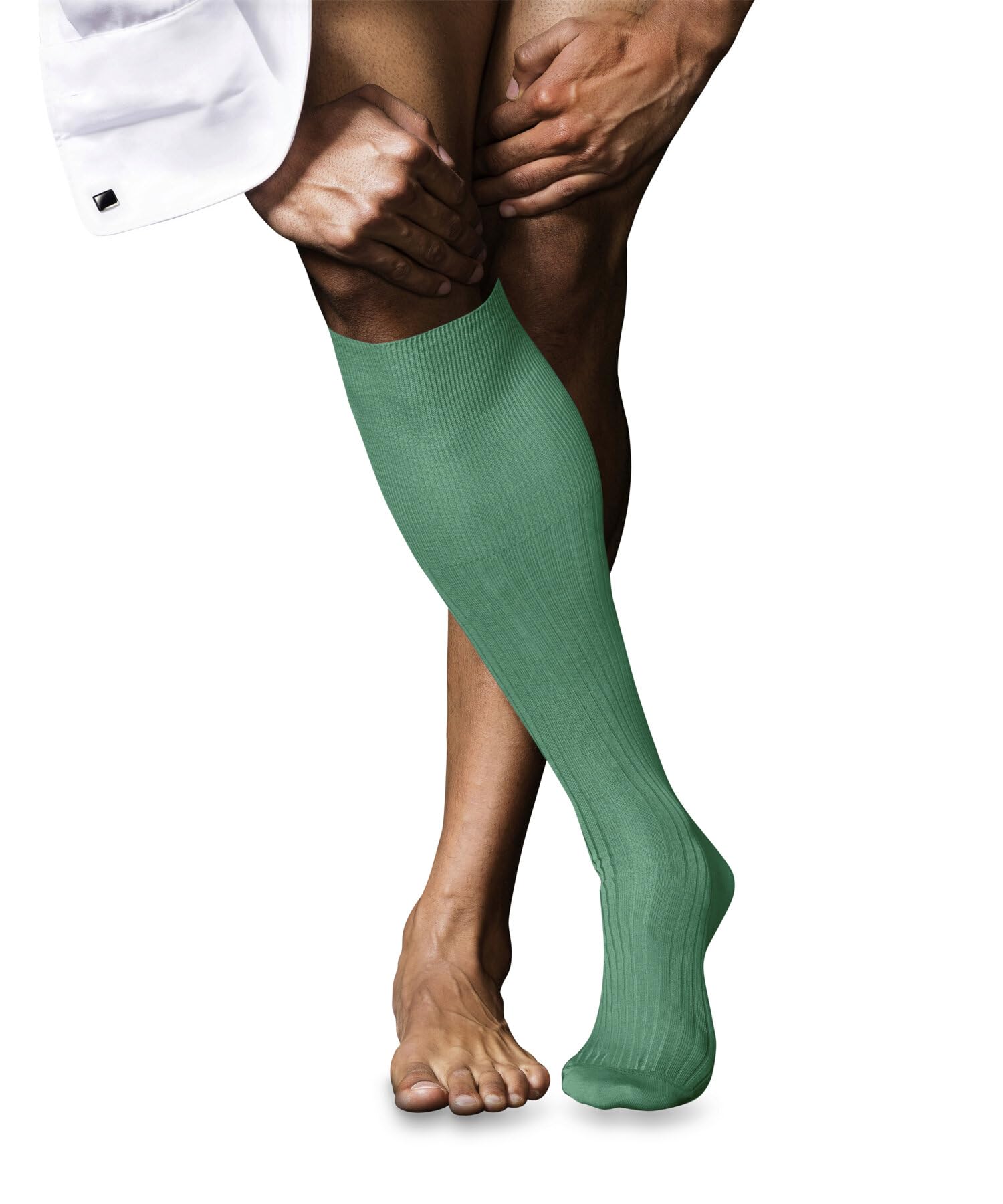 FALKE Herren No. 10 Kniestrümpfe atmungsaktive Baumwolle hochwertig seidiger Glanz elegant verstärkte Herrensocken flache Naht druckfreie Fußspitze fein gerippt einfarbig Business 1 Paar